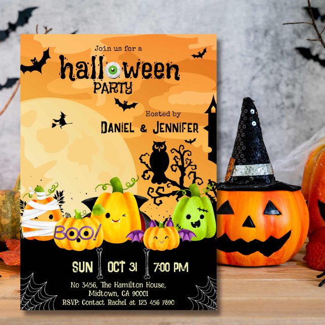 Convite Lua de caveira assustadora Jack-O-Lanterna Hallowe (Criador carregado)