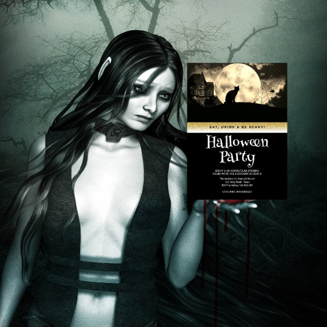 Convite Lua de Fantasia Gótica do Festa das Bruxas (Criador carregado)