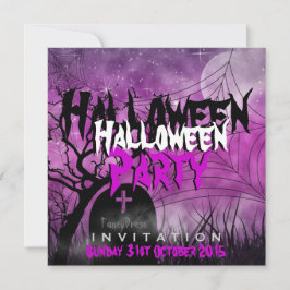 Convite Lua de Halloween+Aranha Pink+Black Invation