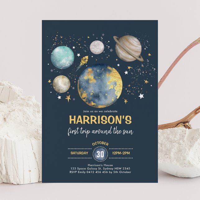 Convite Lua do Espaço Exterior Estrelas Percorrendo Sol An (Criador carregado)