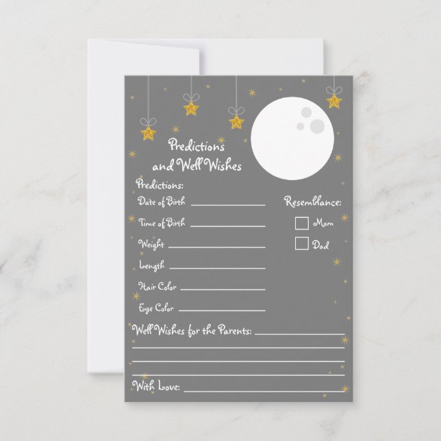 Convite Lua e Estrelas Chás de fraldas Predições e Bem Des (Frente)