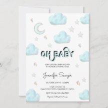 Lua e Estrelas | Chuveiro de Bebê Aquarela Moderna