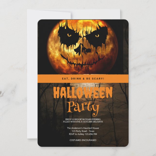 Convite Lua Escura Gótica do Festa das Bruxas (Frente)