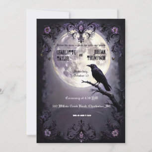 Convite Lua Gótica e Casamentos de Raven Estilo Escuro