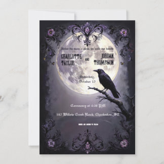 Convite Lua Gótica e Casamentos de Raven Estilo Escuro