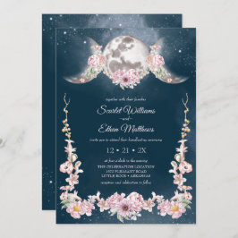 Convite Lua Noturna Fases Rosa E Azul Manipulando Invi