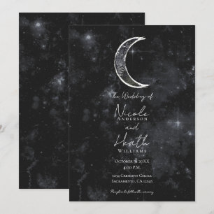 Convite Lua Preta Branca Noturna Celestial Estrelada Casam