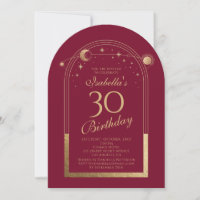 Lua Vermelha Celestial Dourada Sol Estrelas aniver