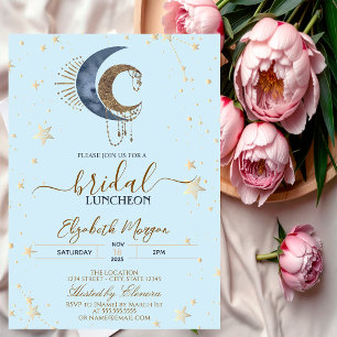 Convite Luas Celestiais, Estrelas Azul Claro Bridal Lunche