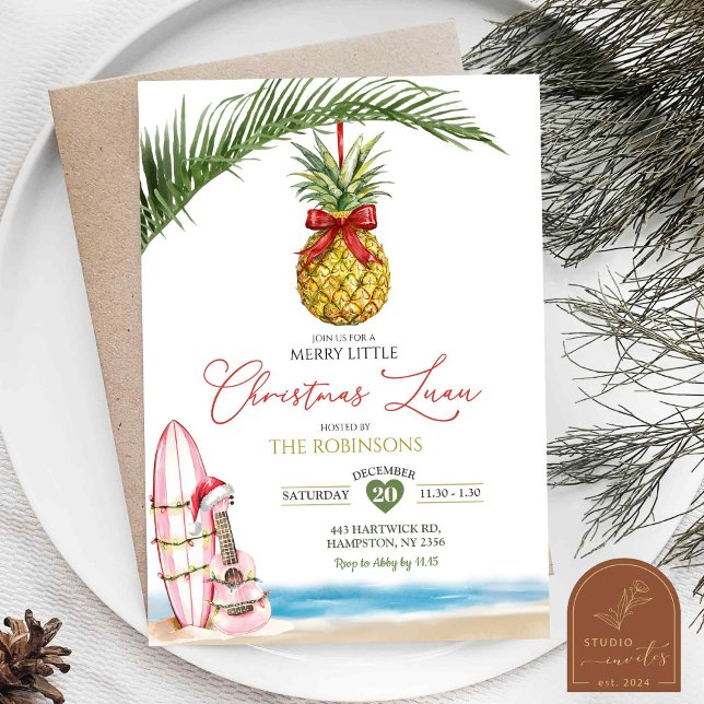 Convite Luau de Natal Tropical Havaiano Alegre (Criador carregado)