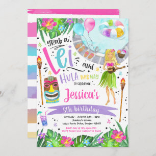 Convite Luau Festa de aniversário Partido Piscina do Abaca