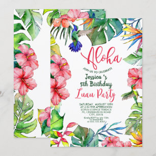 Convite Luau Floral Tropical Havaiana