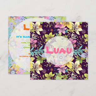 Convite Luau, Flores, cor de fundo DIY.