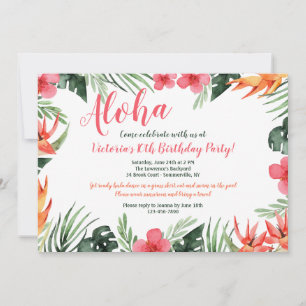 Convite Luau Flores Tropicais