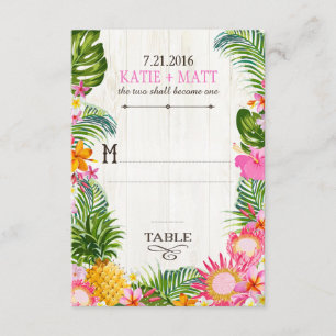 Convite Luau Hawaiian Wedding Beach Rustic Place Card