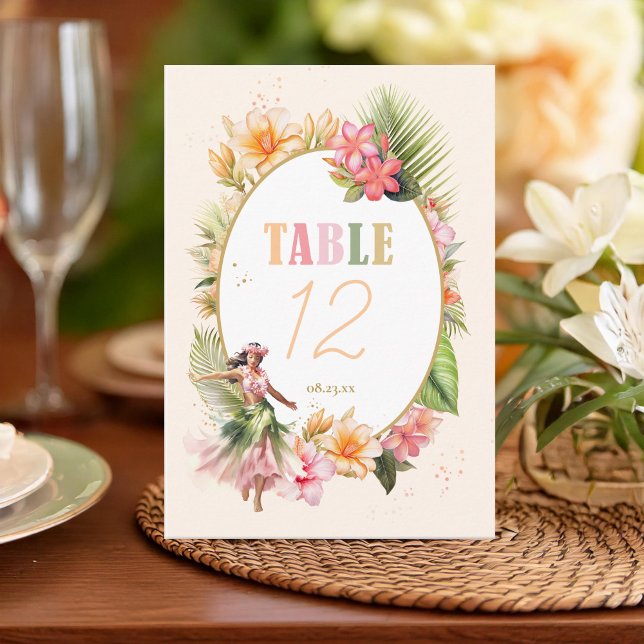 Convite Luau Sweet XVI Hula Table Number ID1092 (Criador carregado)