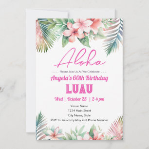 Convite Luau Tropical de 60 Anos de Idade