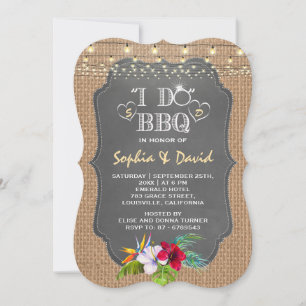 Convite Luau Tropical Floral Chalk Burlap I Do CHURRASCO