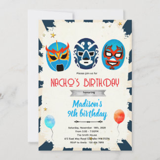 Convite Luchador birthday party invitation