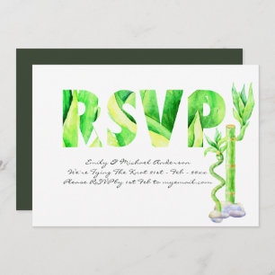Convite Lucky Bamboo Weding RSVP Verde Branco Fresco