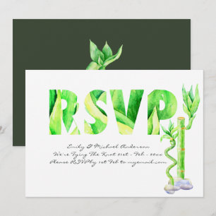 Convite Lucky Bamboo Weding RSVP Verde Fresco