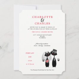 Convite Lucky Black Cats Bride | Groom Purrr.fect Wedding