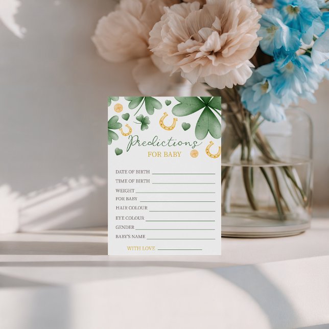 Convite Lucky Charm Baby Predictions Card (Criador carregado)