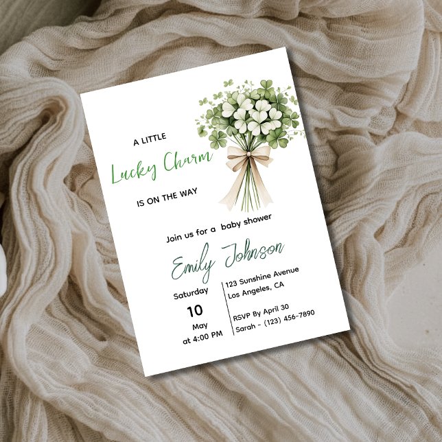 Convite Lucky Charm Baby Shower Invitation Shamrock Green (Criador carregado)