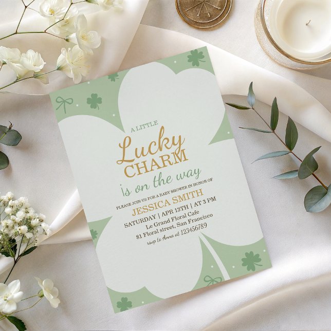 Convite Lucky Charm Shamrock Baby Shower Invite (Criador carregado)