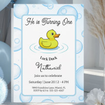 Lucky Duck Birthday Invitation Card for Kids