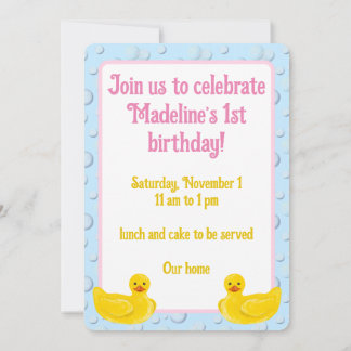 Convite Lucky Ducky First Birthday Invitation
