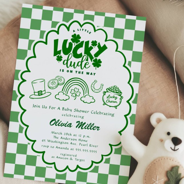 Convite Lucky Dude Baby Shower Invitation (Criador carregado)
