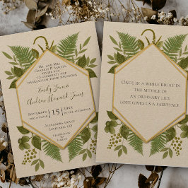 Convite Lucky In Love 4 Folha Clover Fern Casamento Geomét