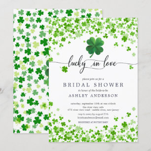 Convite Lucky in Love 4 Leaf Clover Chá de panela