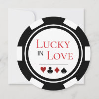 Lucky In Love Black White Poker Casamento Chip Veg