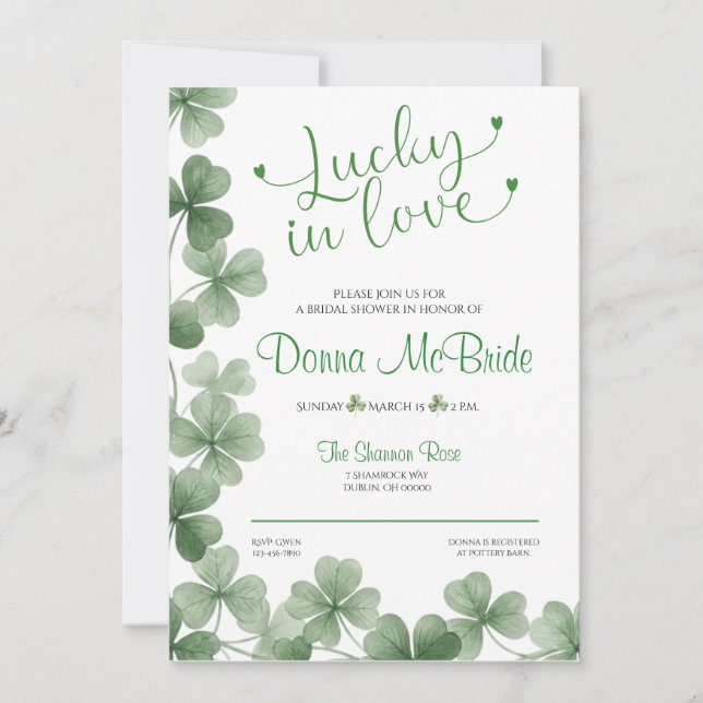 Convite Lucky in Love Bridal Shower Invitation (Frente)