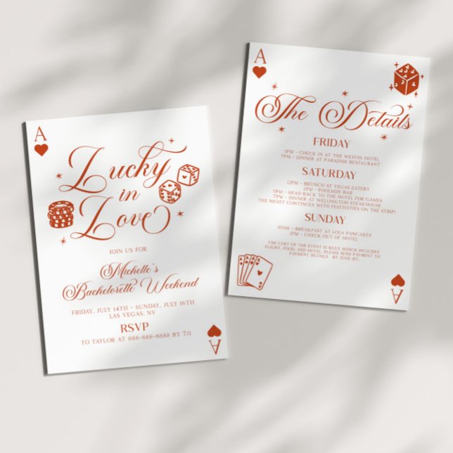 Convite Lucky In Love Casino Bachelorette Weekend Party (Criador carregado)