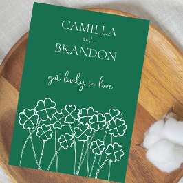 Convite Lucky In Love Clover Emerald Green Wedding