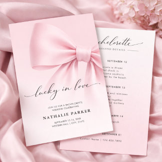 Convite Lucky in Love Elegant Script Bachelorette Weekend 