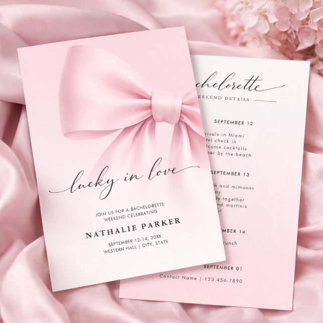 Convite Lucky in Love Elegant Script Bachelorette Weekend  (Criador carregado)