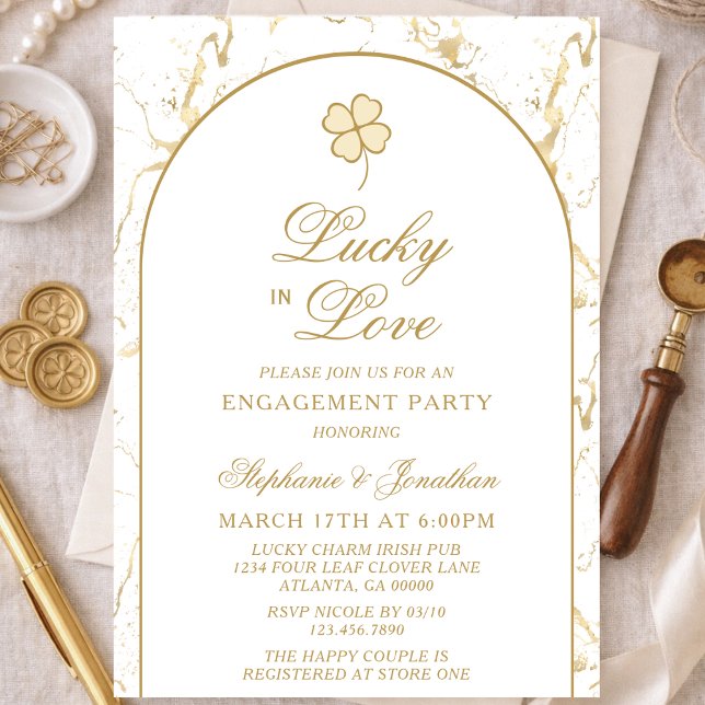 Convite Lucky in Love Gold Shamrock Engagement Party (Criador carregado)