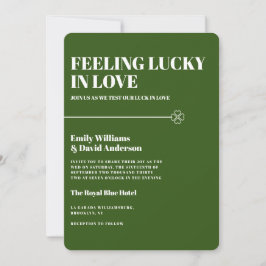 Convite Lucky in Love Green Four Leaf Minimalist Weding