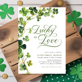Convite Lucky in Love Green Shamrock Bridal Shower