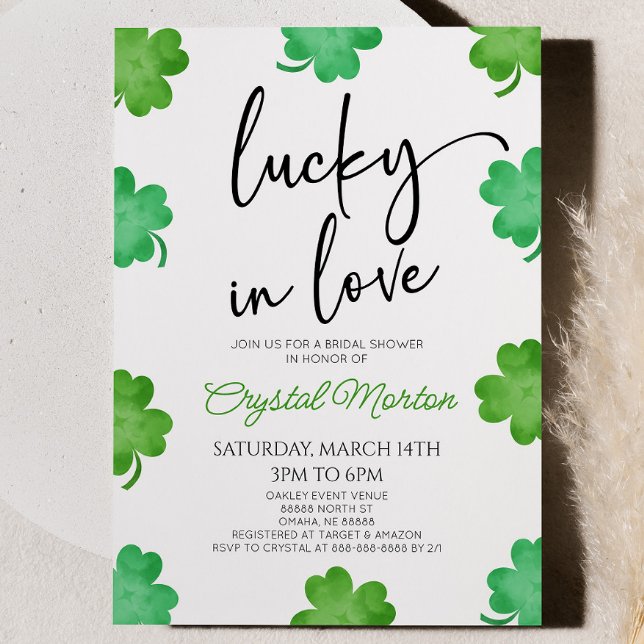 Convite Lucky In Love Green Shamrock Fecha Chá de panela (Criador carregado)