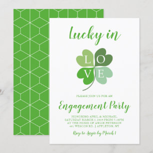 Convite Lucky In Love Heart Shamrock Festa de noivado