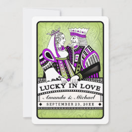 Convite Lucky in Love - Hearts Playing Card Wed Invitation