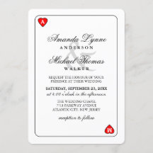 Lucky in Love - Hearts Playing Card Wed Invitation