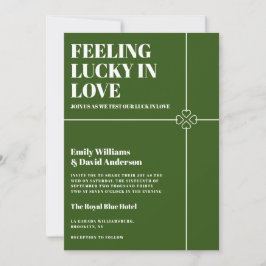 Convite Lucky in Love Modern Green Weding