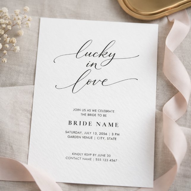 Convite Lucky in Love | Modern Minimalist Bridal Shower (Criador carregado)