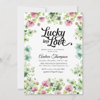 Convite Lucky in Love | Pink Green Bridal Shower